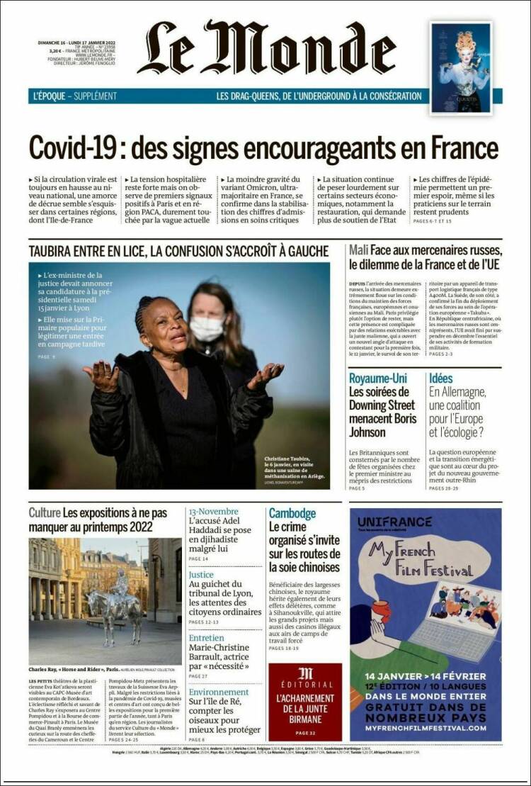 Portada de Le Monde (France)