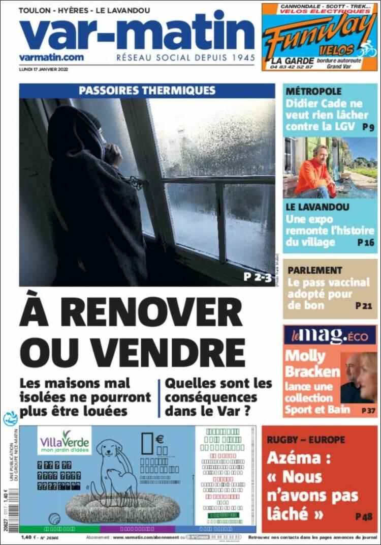 Portada de Nice-Matin (Francia)