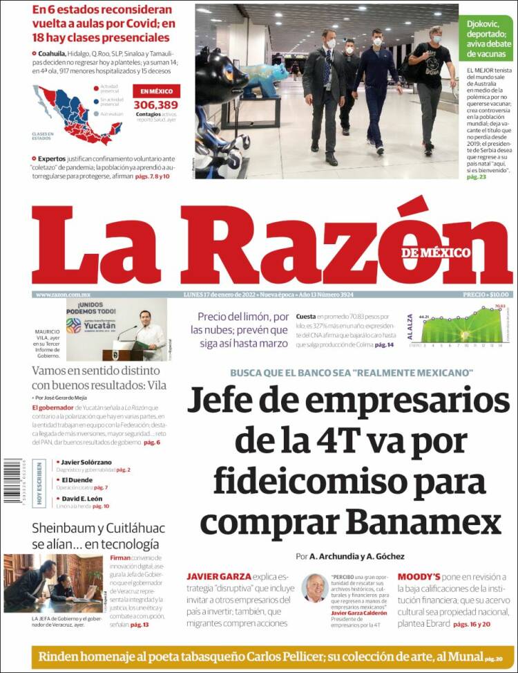 Portada de La Razón (Mexique)