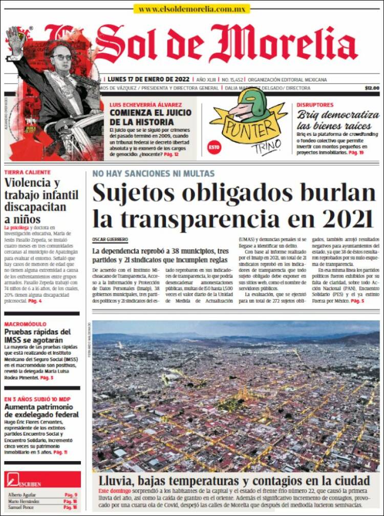 Portada de El Sol de Morelia (M&eacute;xico)