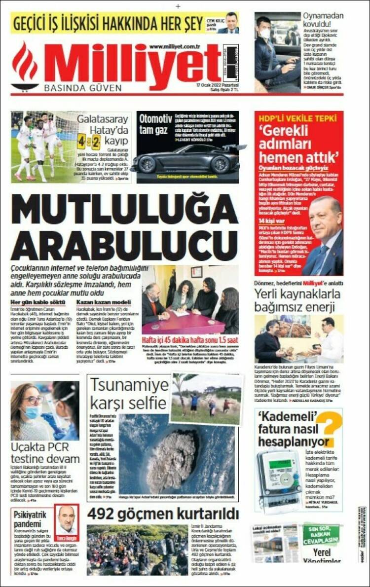 Portada de Milliyet (Turqu&iacute;a)