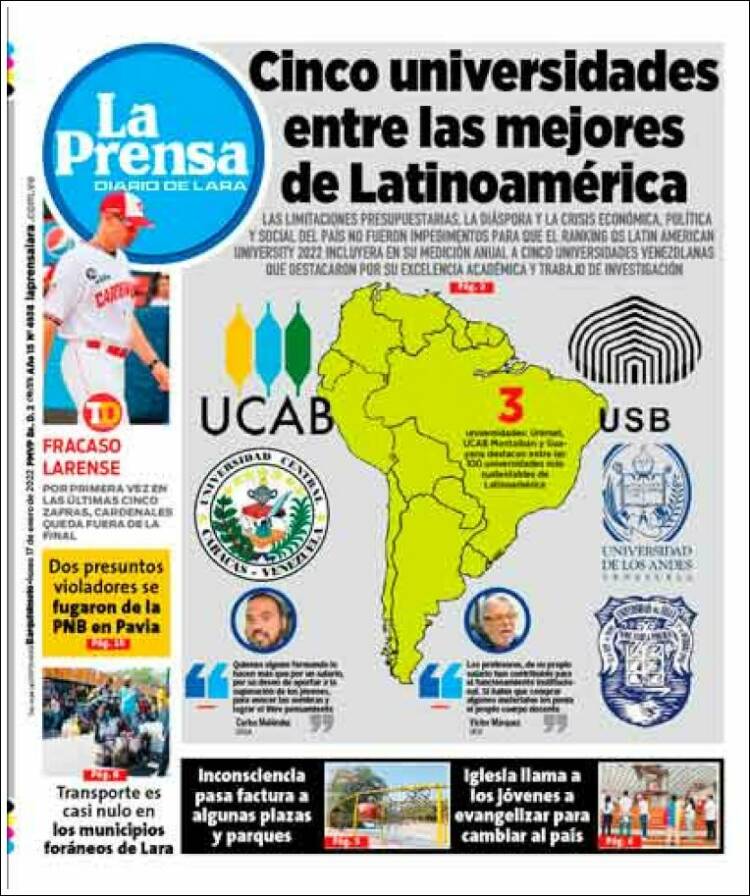 Portada de La Prensa de Lara (Venezuela)