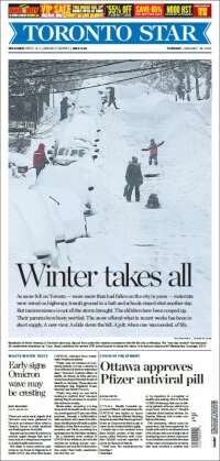 Portada de The Toronto Star (Canadá)