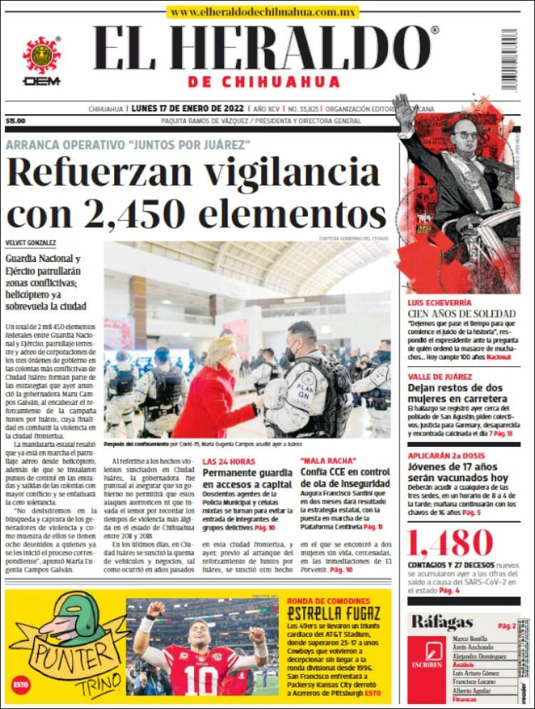 Portada de El Heraldo de Chihuahua (Mexique)