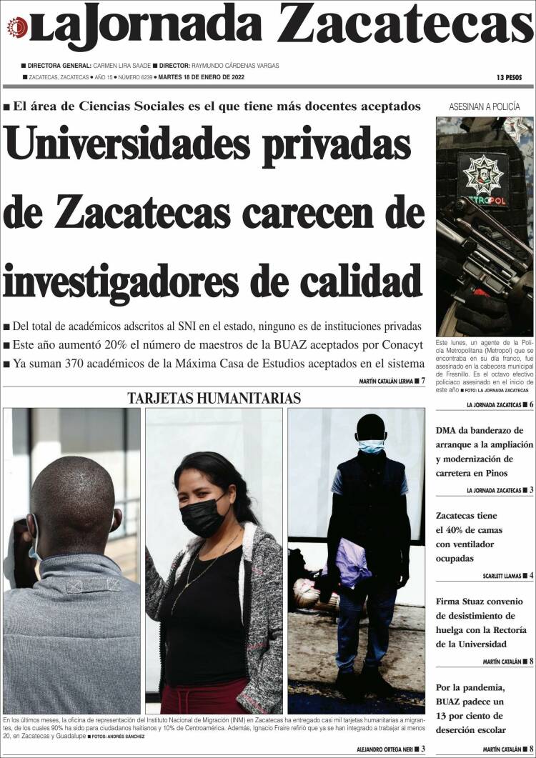 Portada de Jornada de Zacatecas (México)