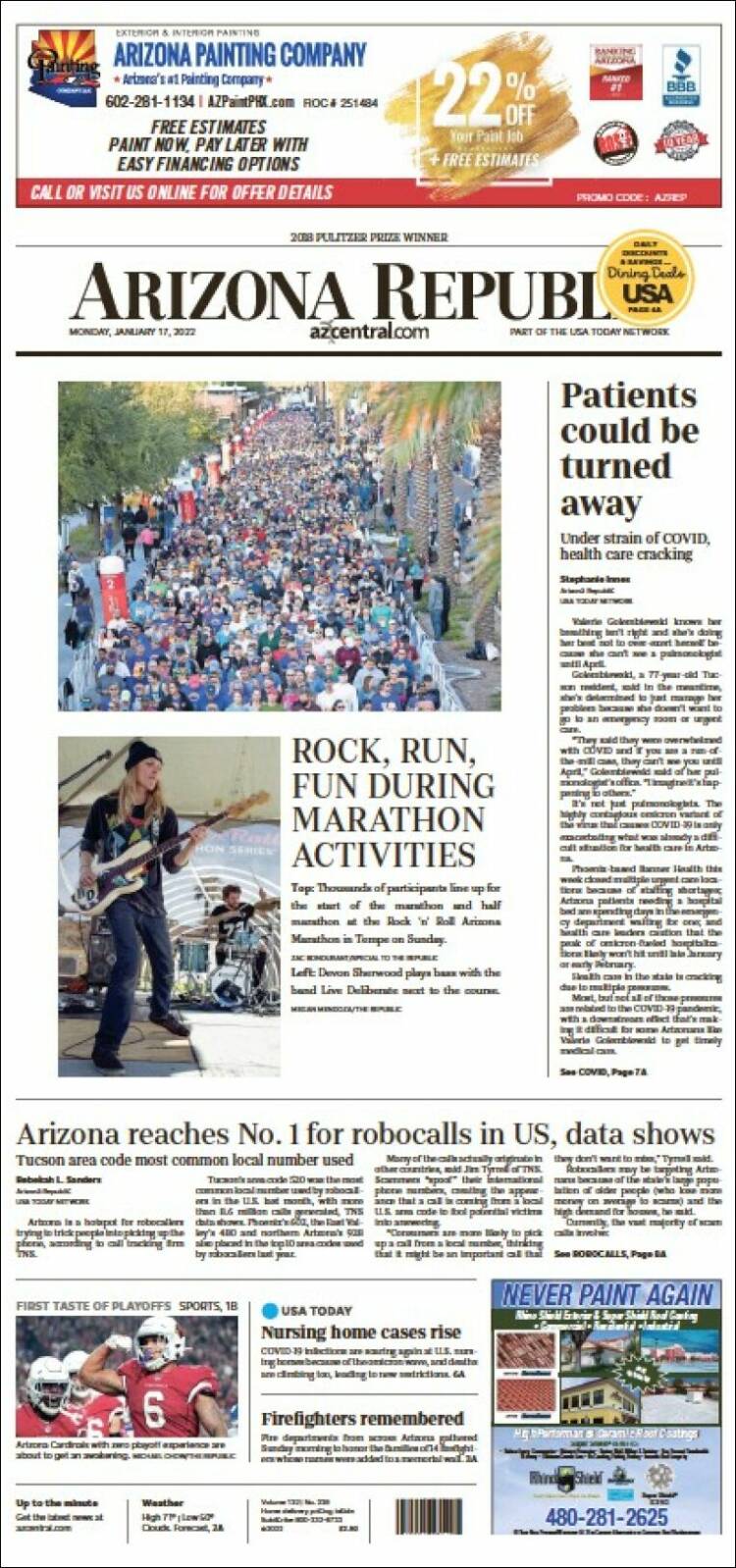 Portada de Arizona Republic News (USA)