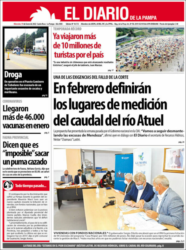 Portada de Diario de La Pampa (Argentina)