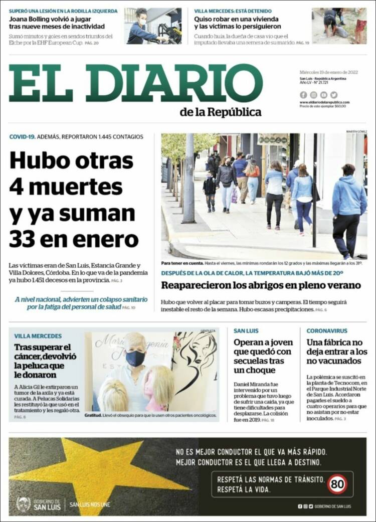 Portada de Diario de la República (Argentina)