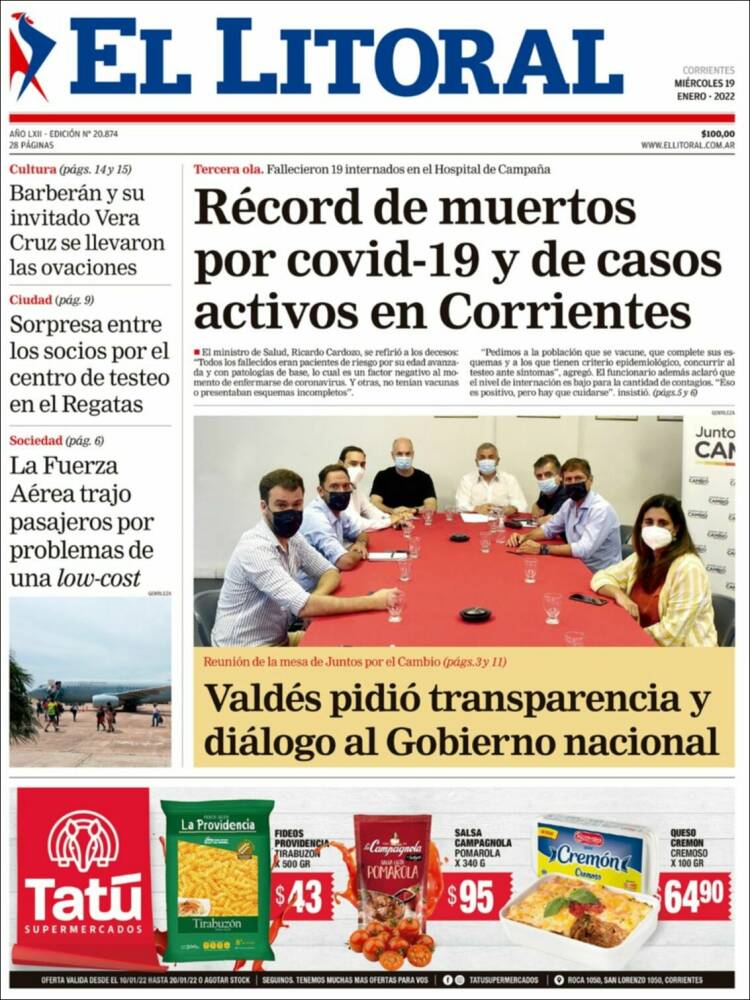 Portada de El Litoral Corrientes (Argentina)