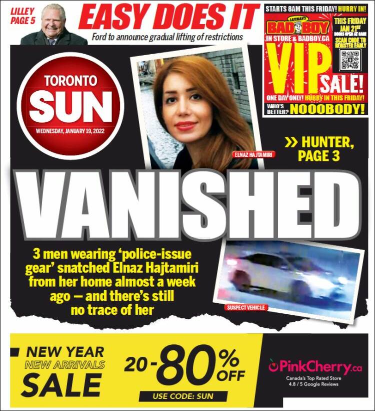 Portada de The Toronto Sun (Canadá)