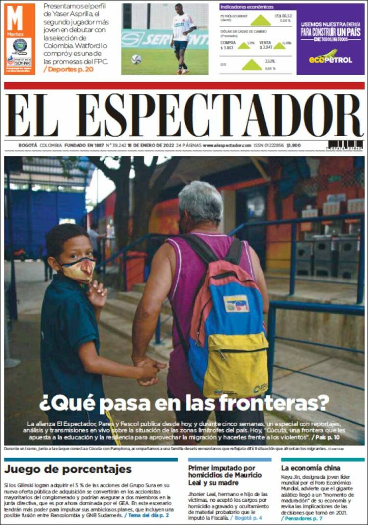 Portada de El Espectador (Colombia)