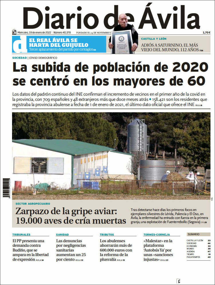 Portada de Diario de Ávila (España)