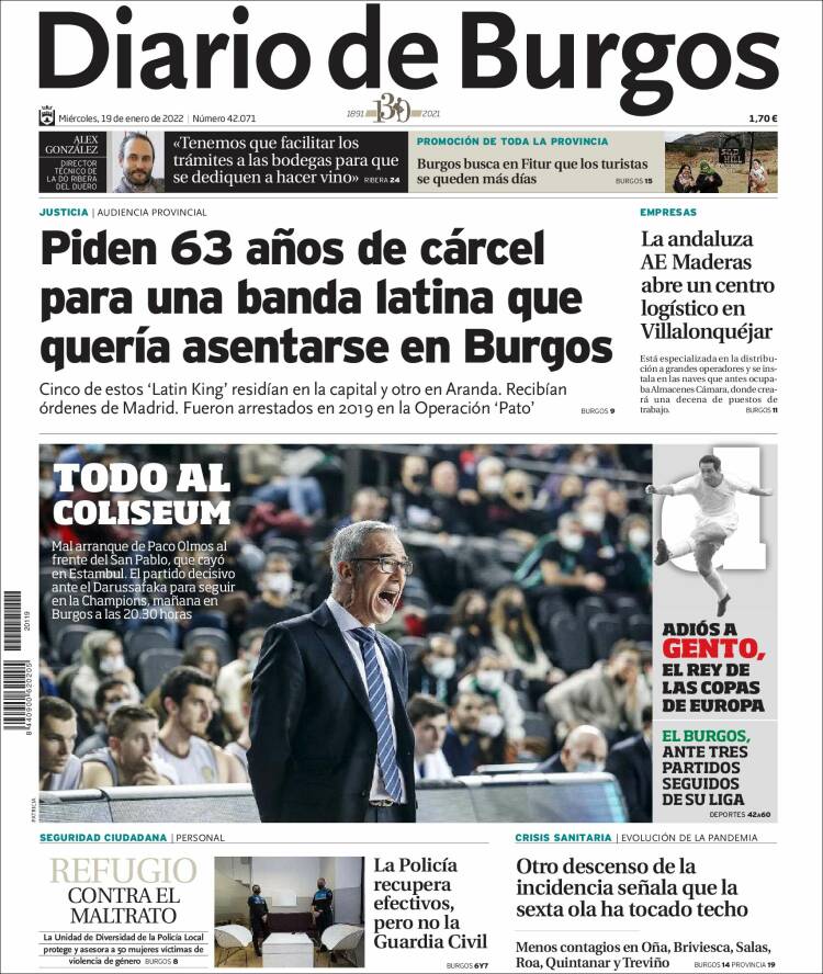 Portada de Diario de Burgos (España)