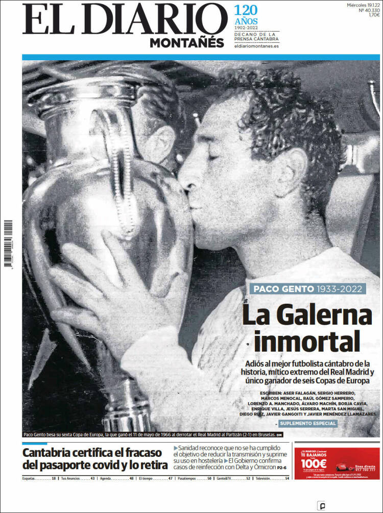 Portada de El Diario Montañés (España)