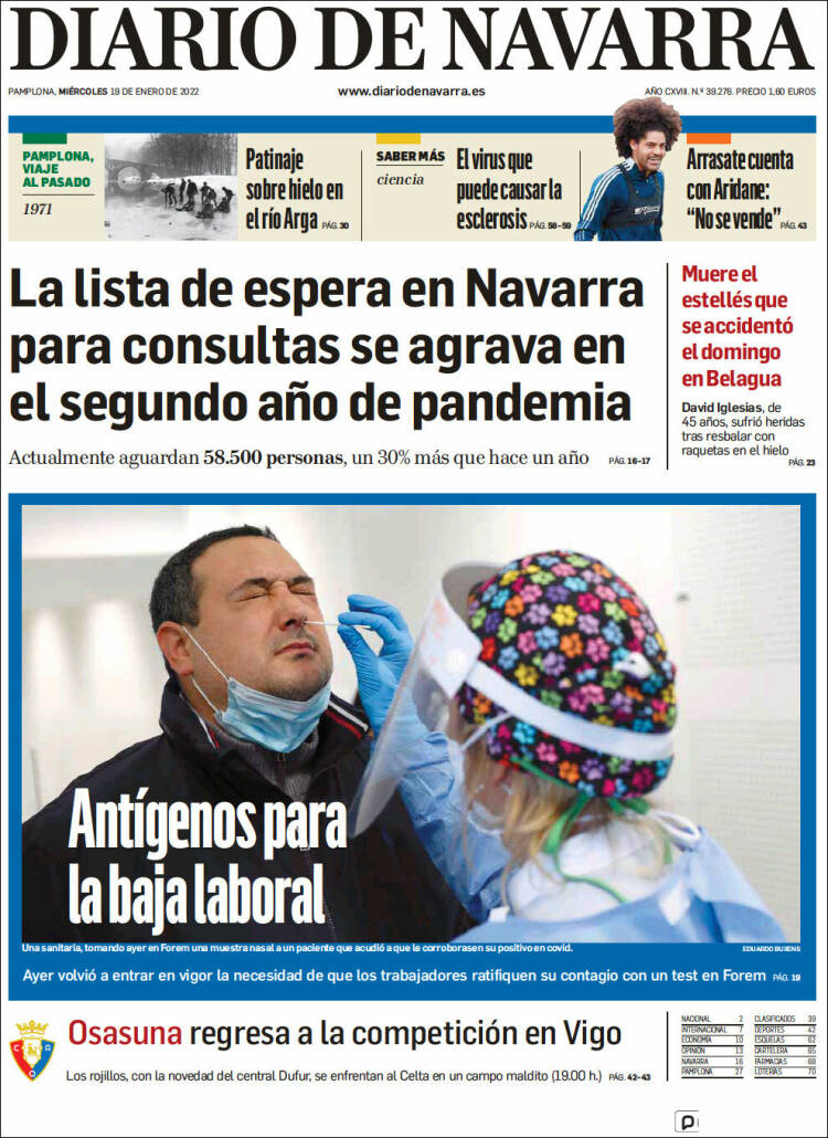 Portada de Diario de Navarra (España)