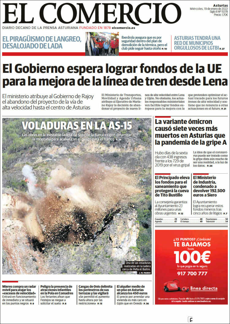 Portada de El Comercio (España)