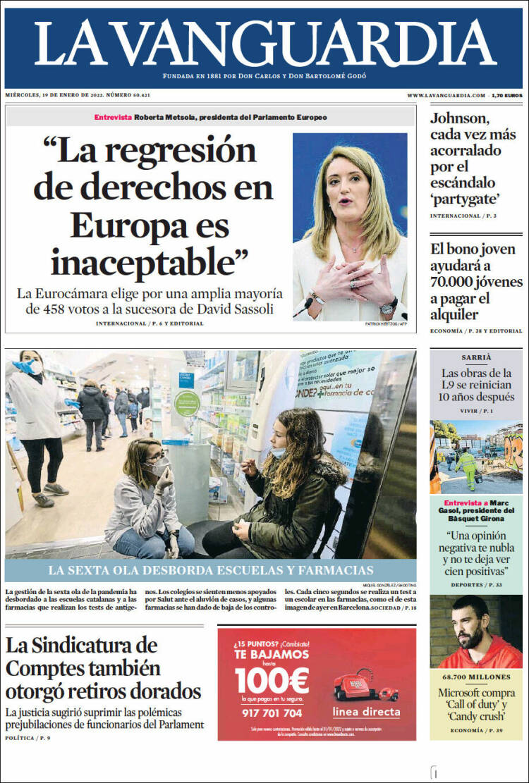 Portada de La Vanguardia (España)