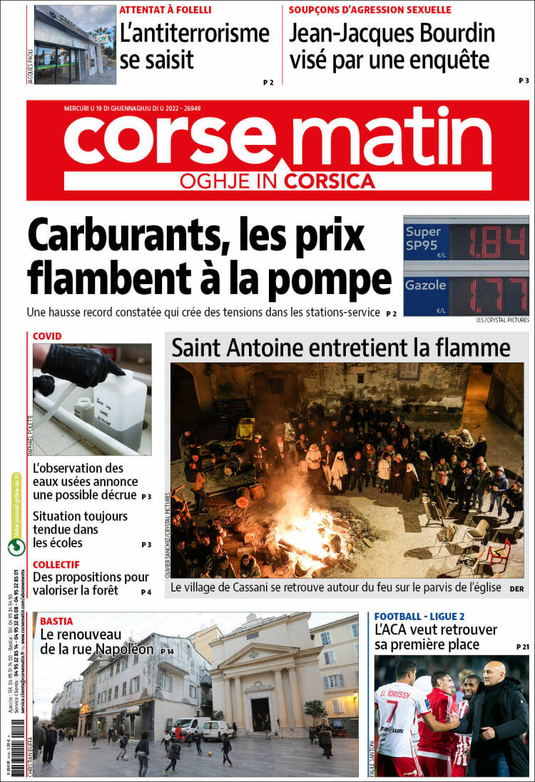 Portada de Corse-Matin (Francia)