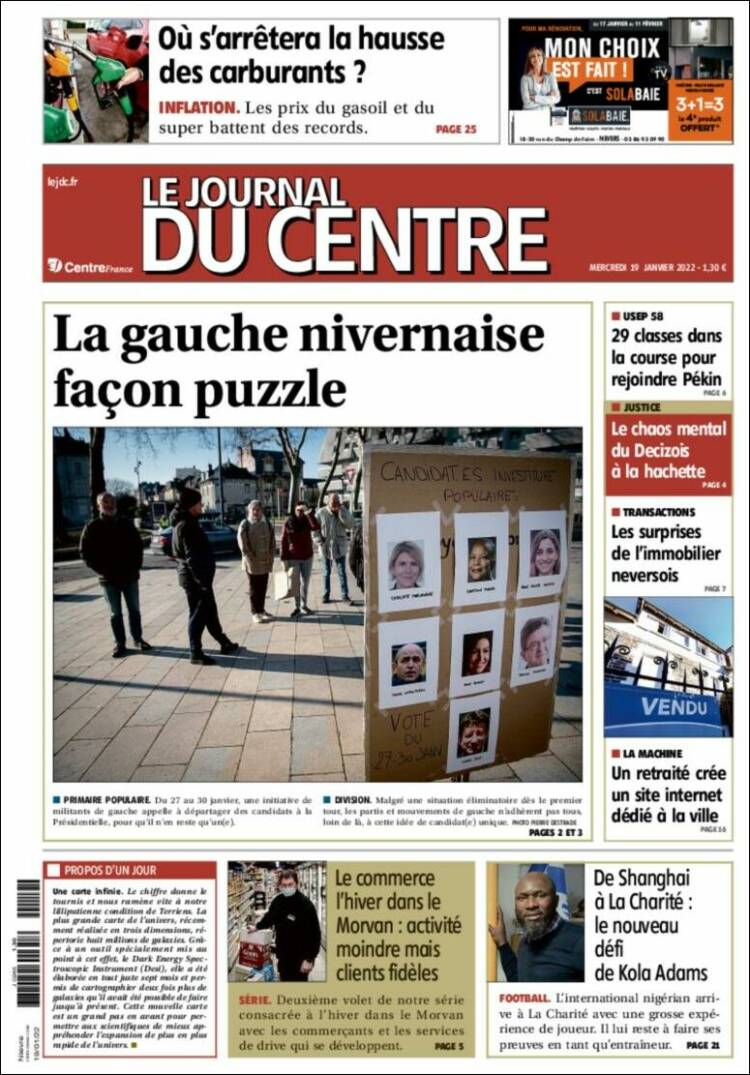 Portada de Le Journal du Centre (Francia)