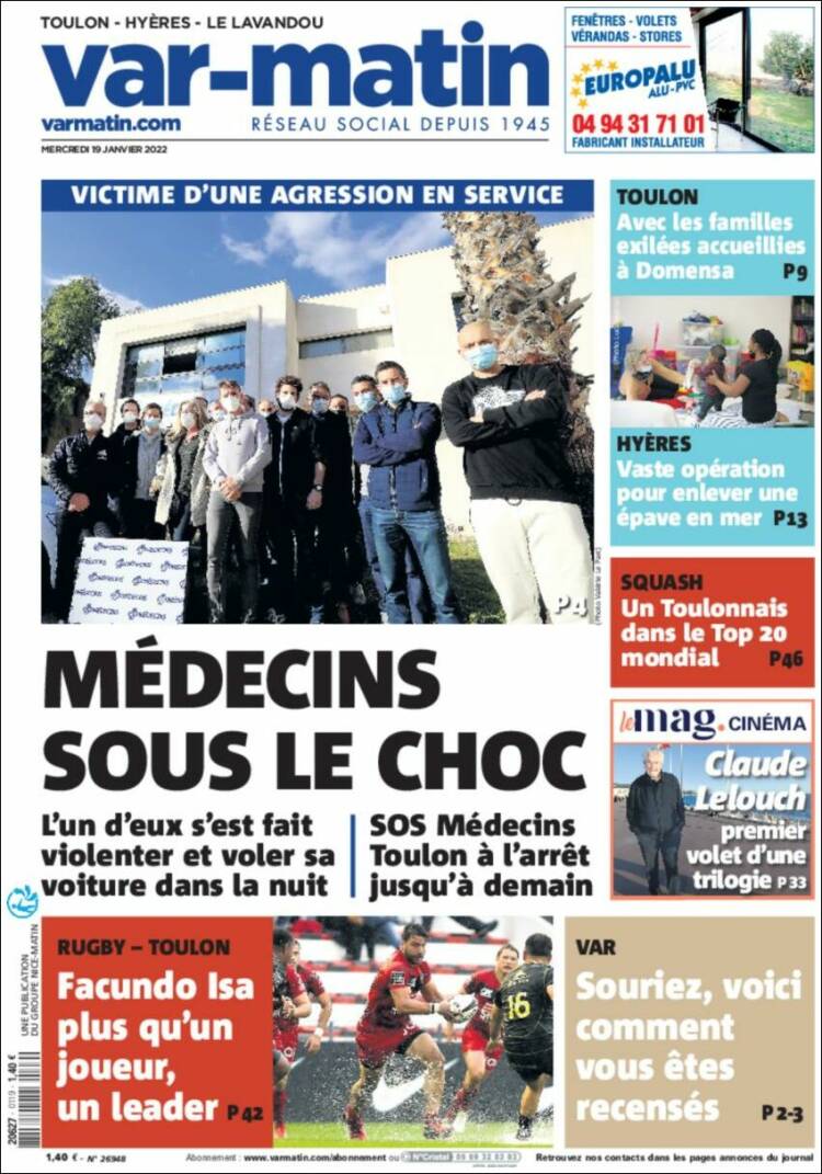 Portada de Nice-Matin (Francia)