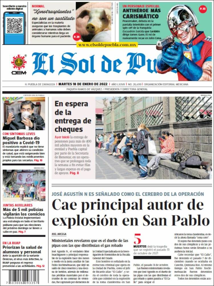 Portada de El Sol de Puebla (México)