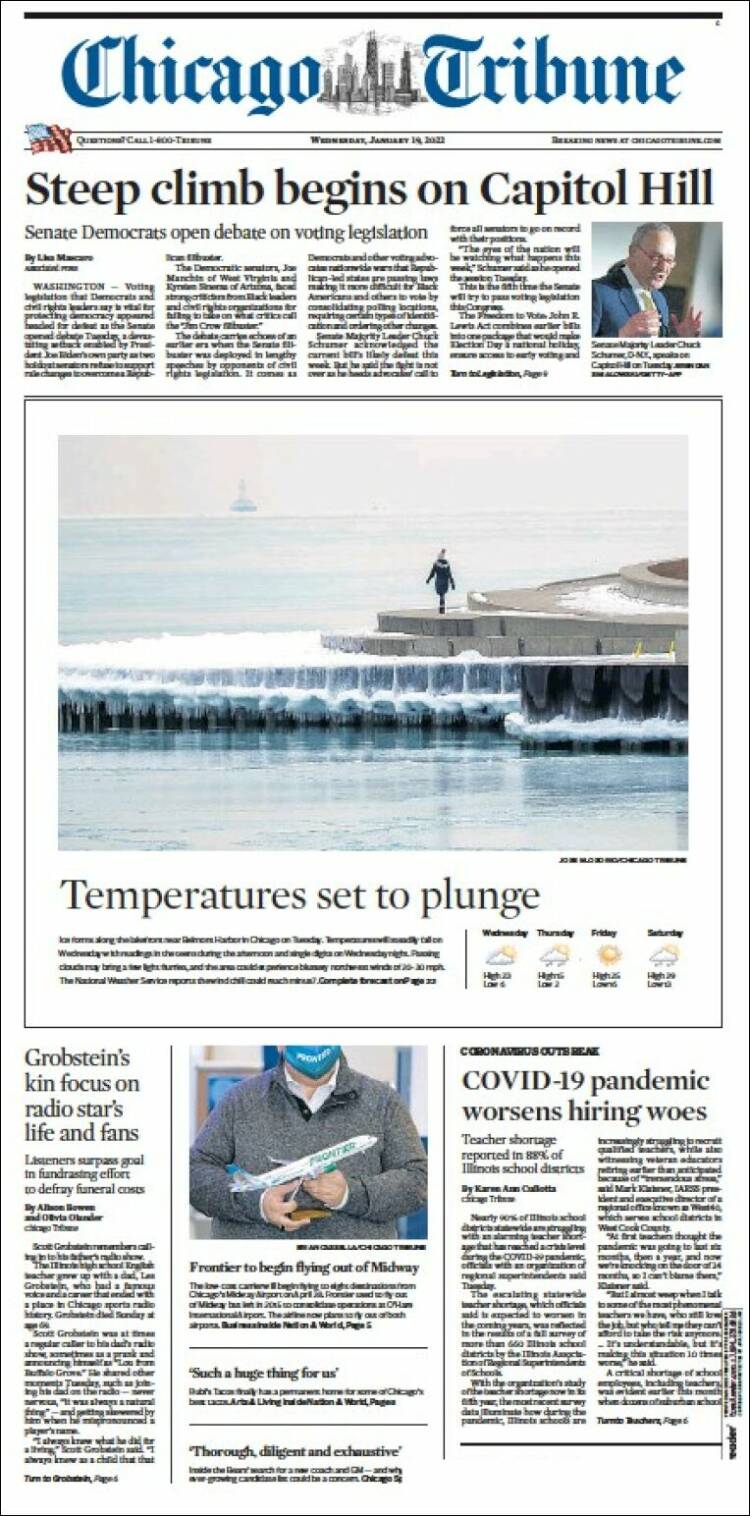 Portada de Chicago Tribune (USA)