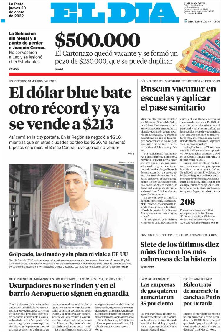 Portada de El Día de la Plata (Argentina)