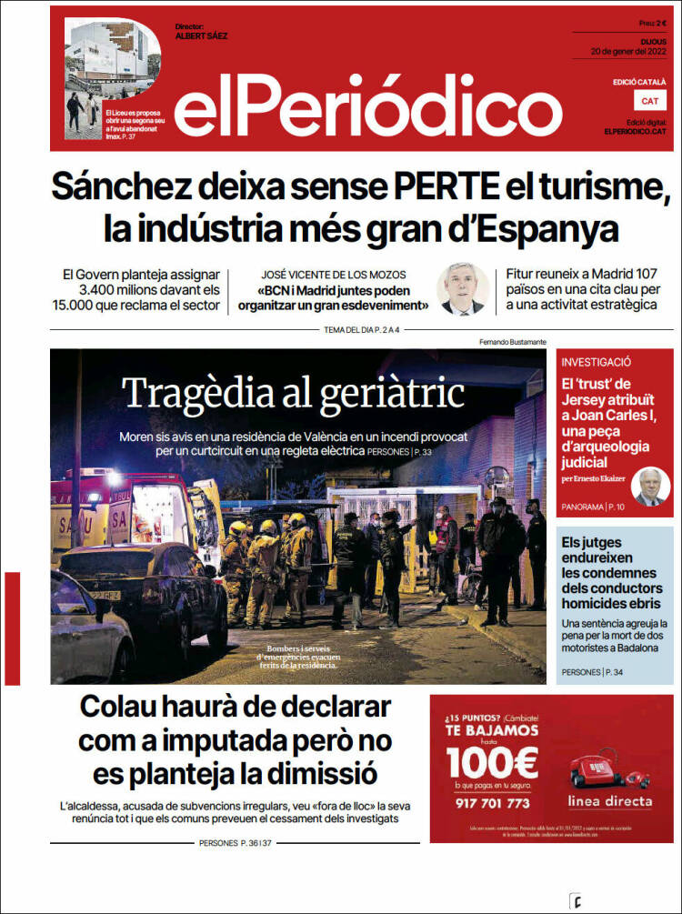Portada de El Periódico de Catalunya (Espa&ntilde;a)
