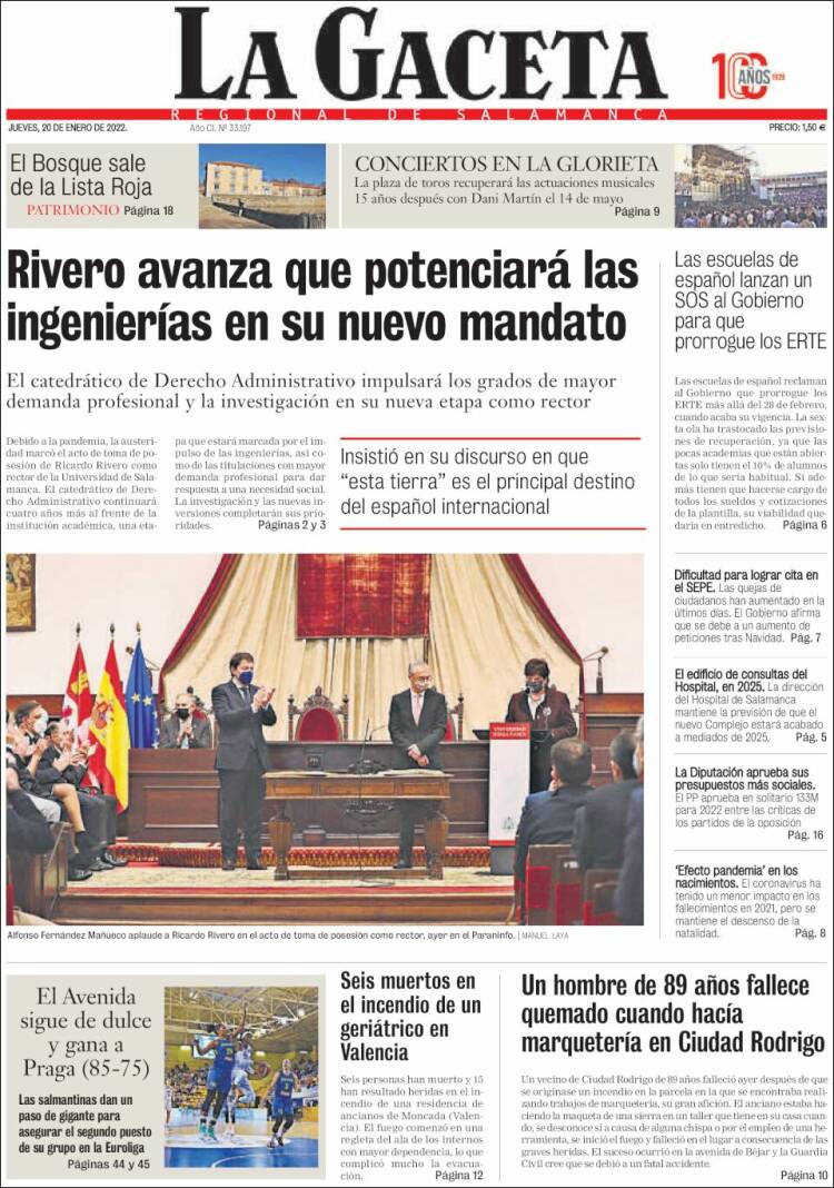 Portada de La Gaceta de Salamanca (Espa&ntilde;a)