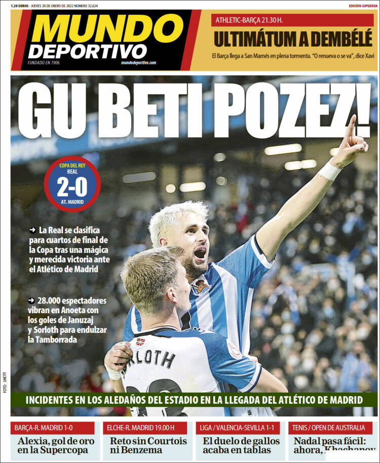 Portada de Mundo Deportivo Gipuzkoa (Espa&ntilde;a)