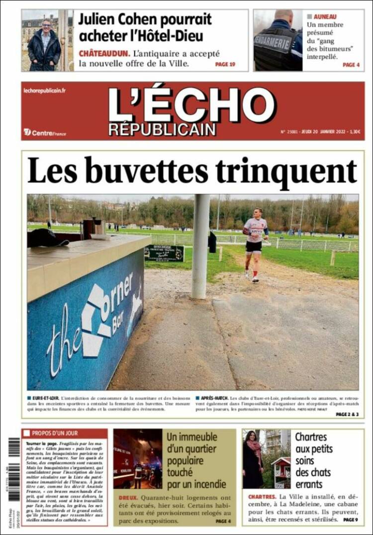 Portada de L'Echo Républicain (Francia)