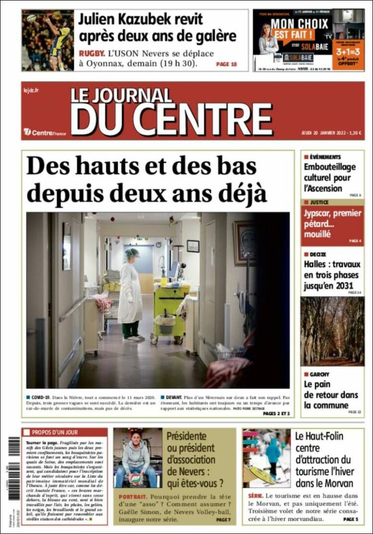 Portada de Le Journal du Centre (Francia)