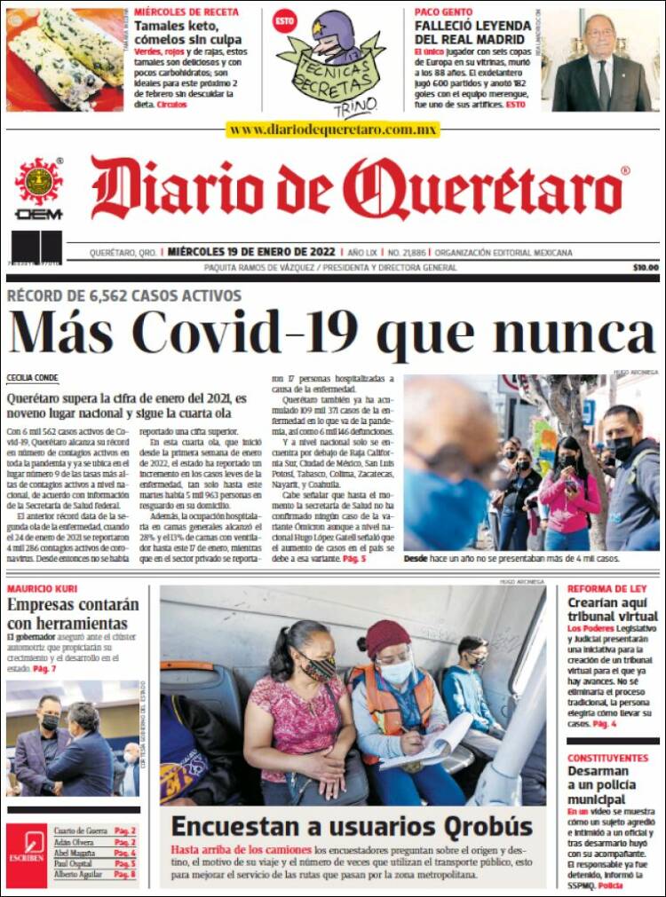 Portada de Diario de Querétaro (M&eacute;xico)