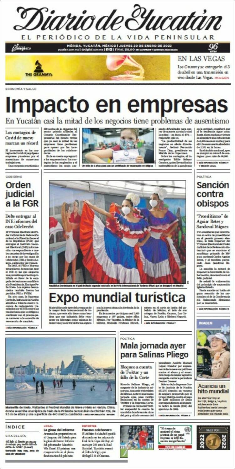 Portada de Diario de Yucatán (M&eacute;xico)