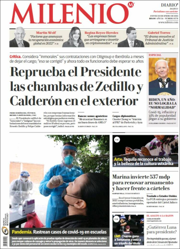 Portada de Milenio - Jalisco (M&eacute;xico)