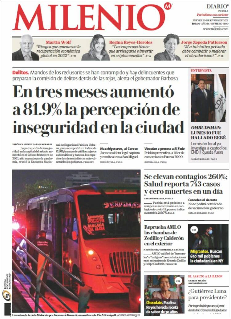 Portada de Milenio de Puebla (M&eacute;xico)