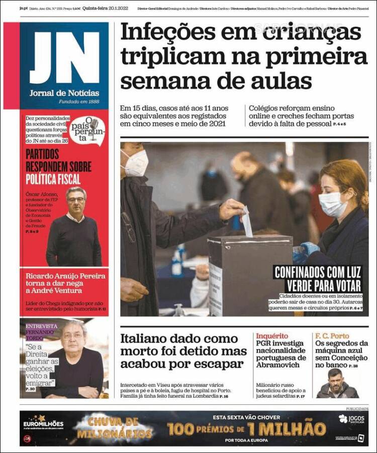 Portada de Jornal de Notícias (Portugal)