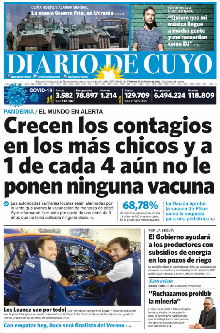 Portada de Diario de Cuyo (Argentina)