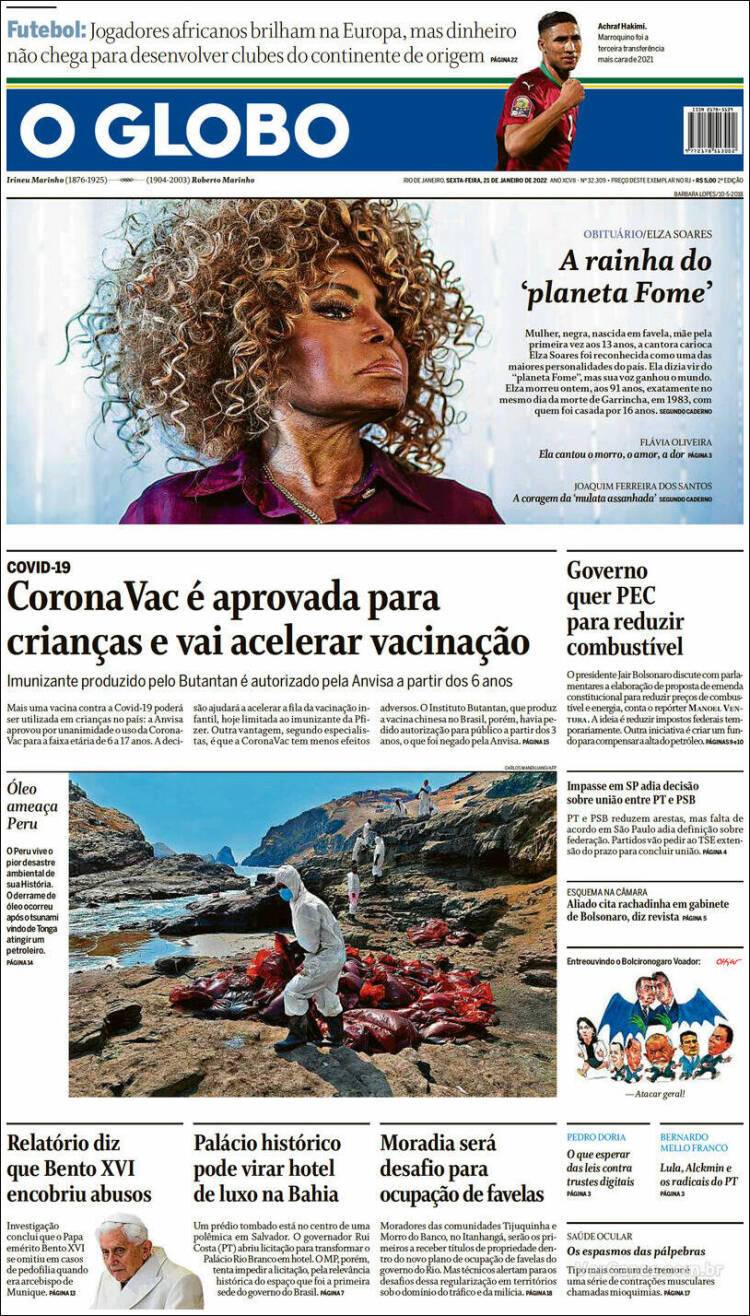 Portada de O Globo (Brasil)