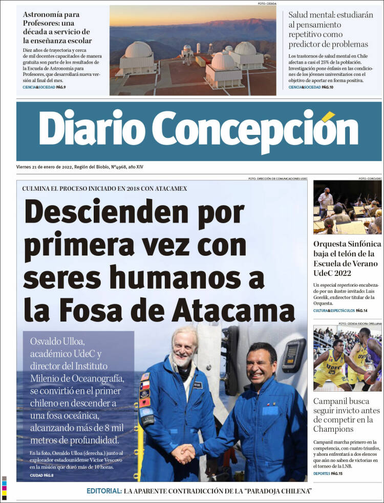 Portada de Diario de Concepción (Chile)