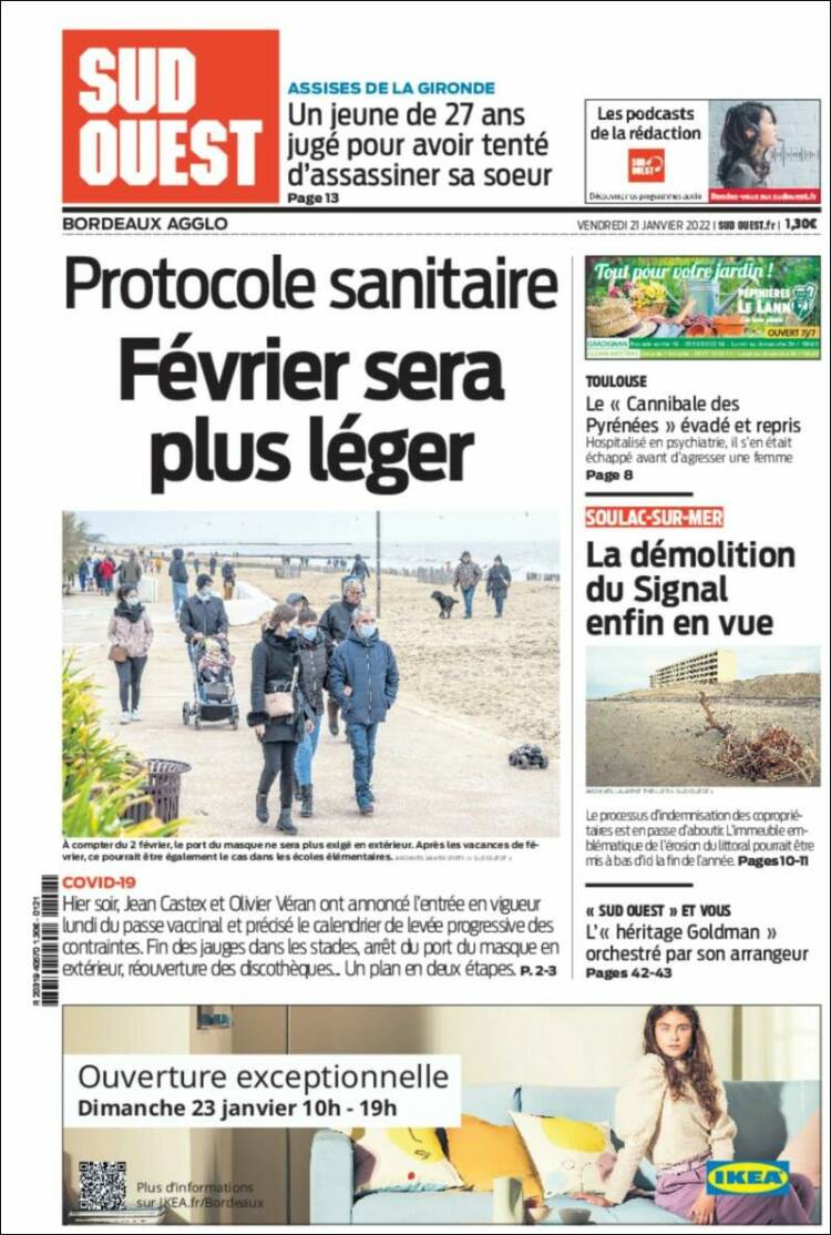 Portada de Sud Ouest (Francia)