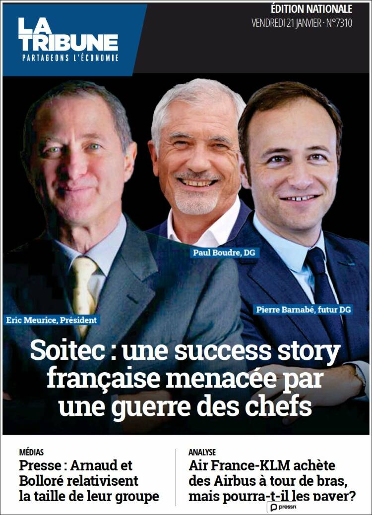 Portada de La Tribune (Francia)