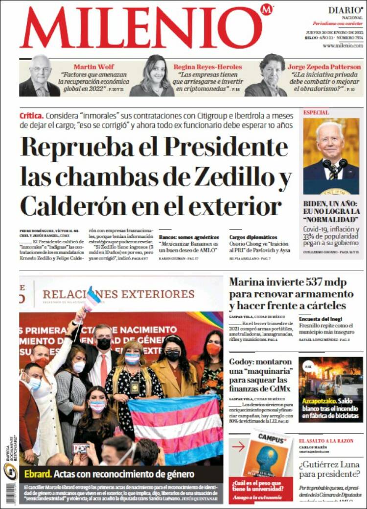 Portada de Milenio (M&eacute;xico)