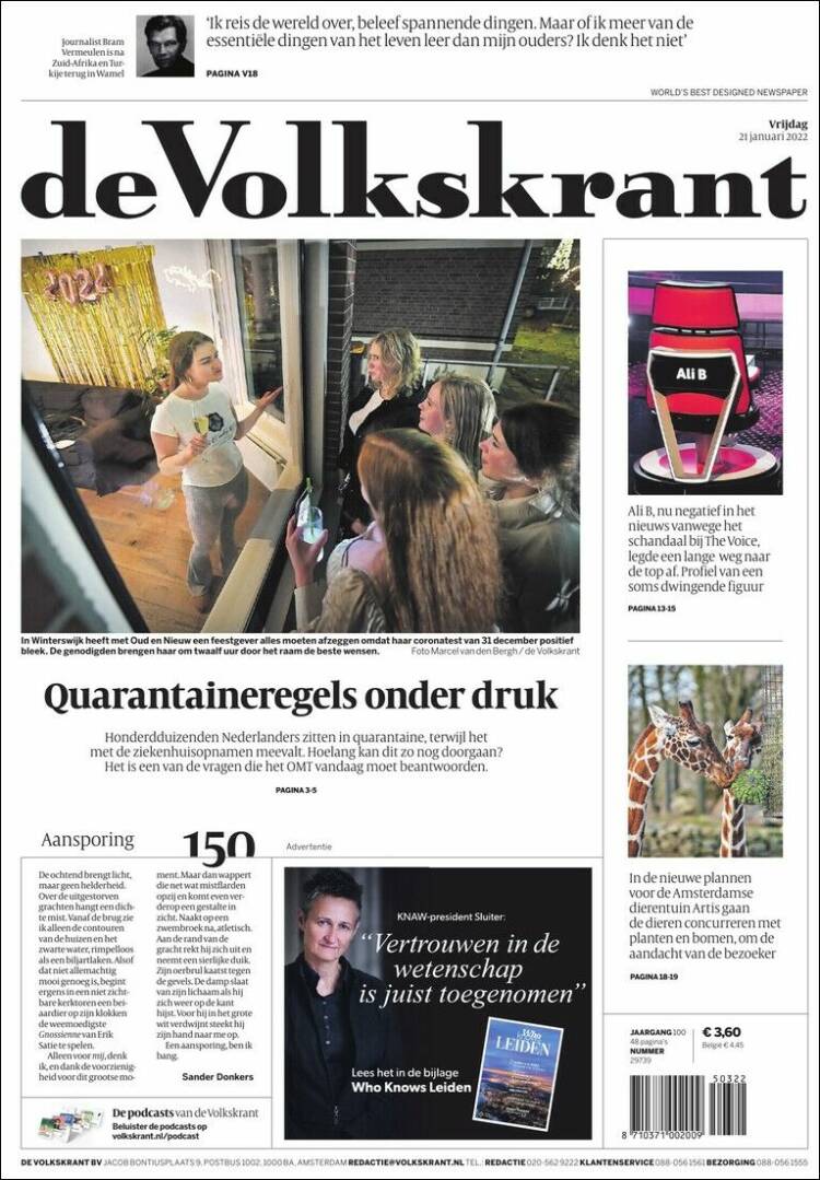 Portada de De Volkskrant (Pa&iacute;ses Bajos)