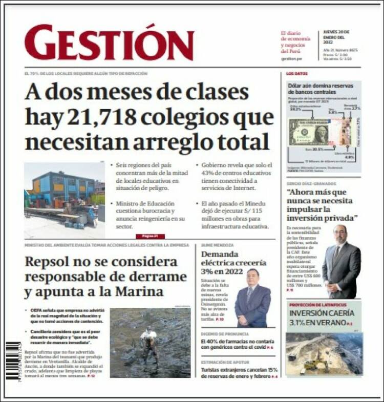Portada de Diario Gestión (Per&uacute;)