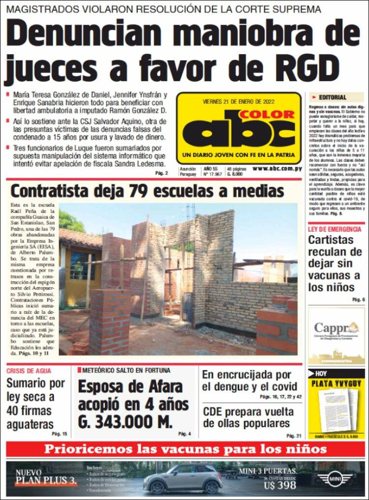 Portada de ABC Color (Paraguay)