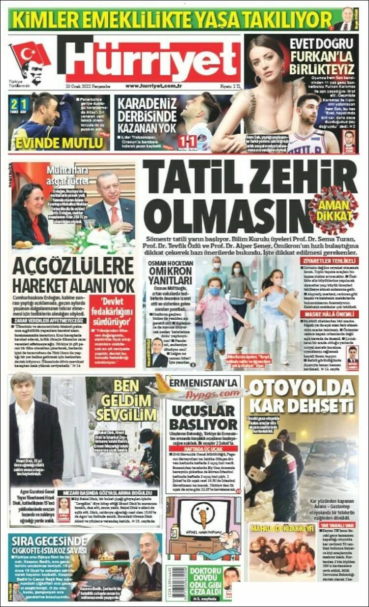 Portada de Hürriyet (Turqu&iacute;a)