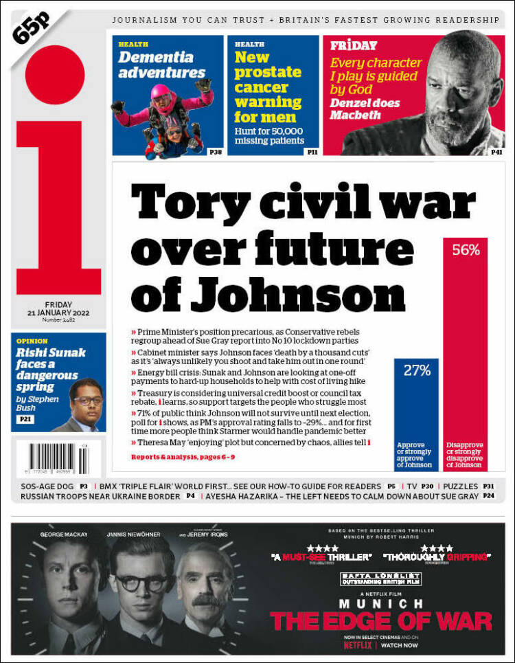 Portada de The i (Reino Unido)