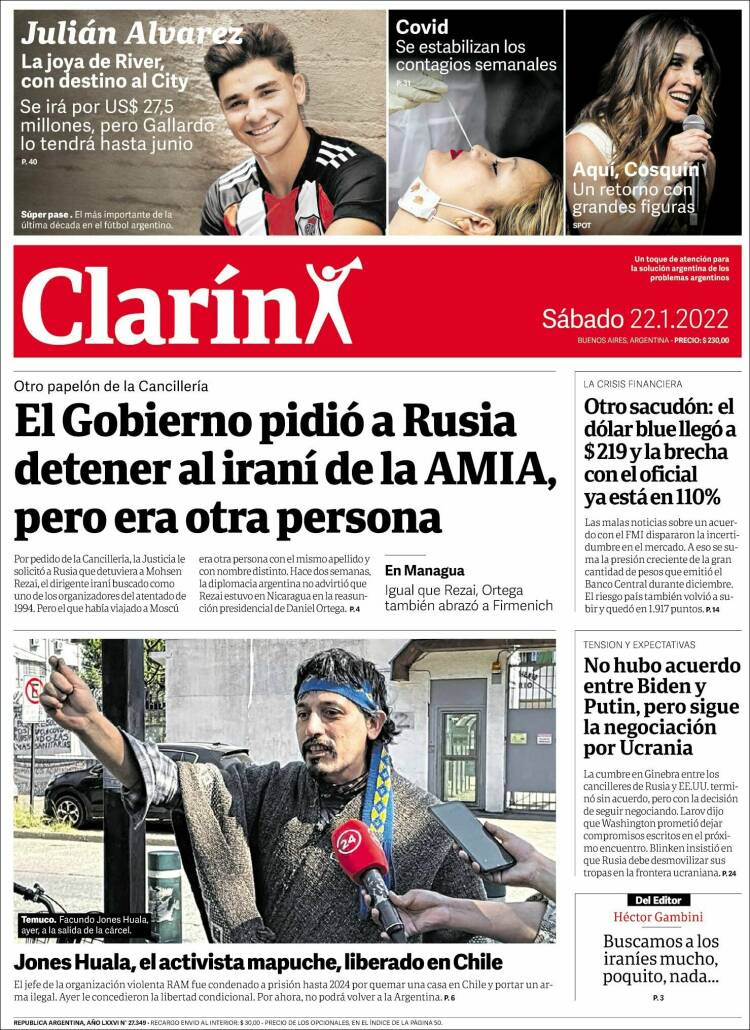 Portada de Clarín (Argentina)