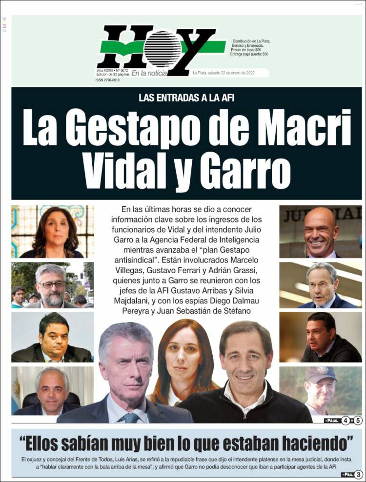 Portada de Diario Hoy (Argentina)